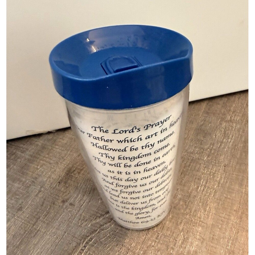 16 oz Tumbler Blue Lid Lord's Prayer & Psalm 23 Top Rack OK BPA Free USA